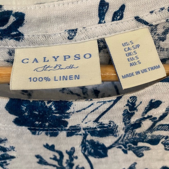 Calypso St Barth Womwns 100% Linen Floral Casual Shirt - Picture 6 of 6